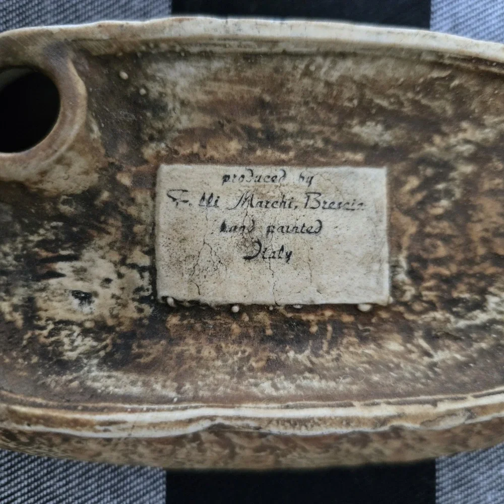 VTG F. Lli Marchi Brescia Egyptian Themed Ashtrays Italian Art Pottery Lot‎ of 2